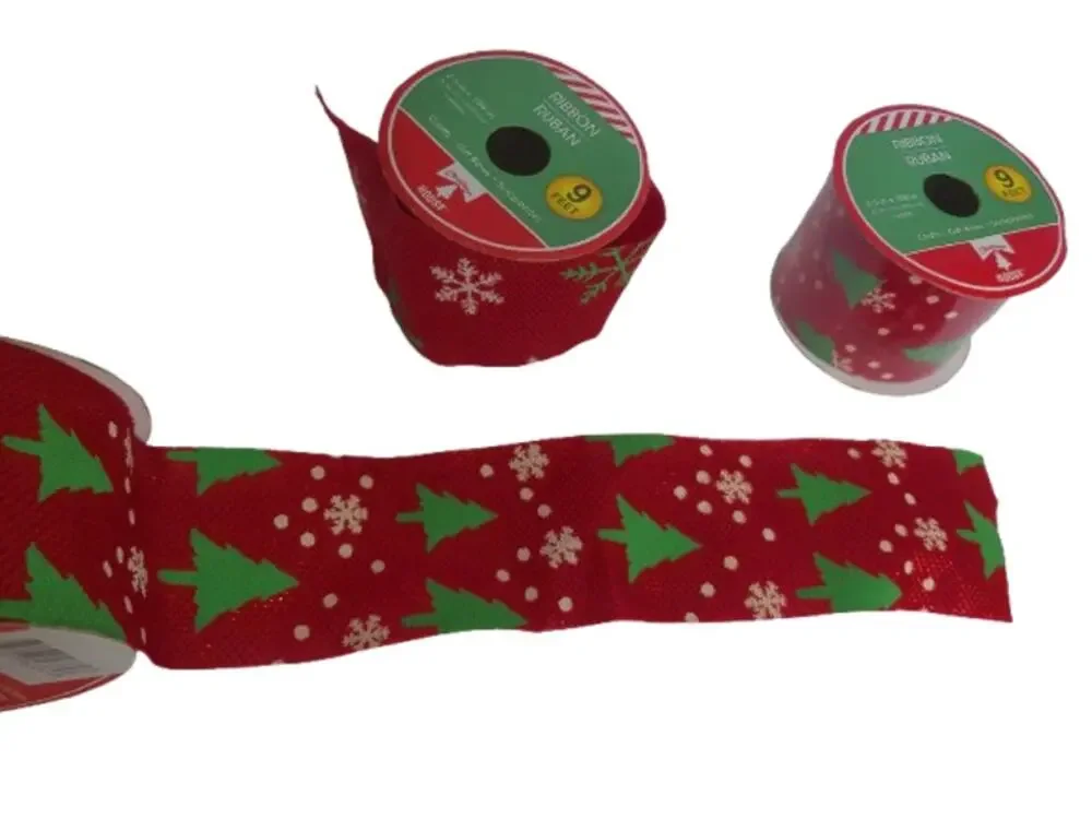 Vintage Christmas Ribbon Christmas Tree Sparkle Metallic 3 Rolls